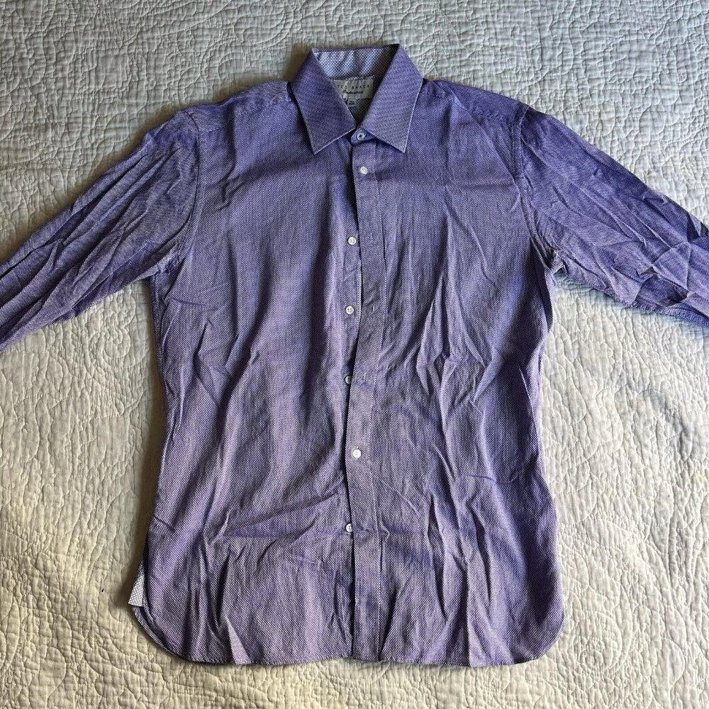 Ted Baker Endurance Slim Flip Contrast Cuff Purple Button-Up Shirt Men's 15.5